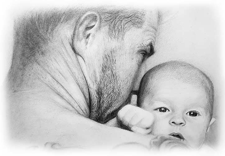 Custom portrait - Baby, Children, store Celebrity - Pencil portrait - Unique Handmade Piece